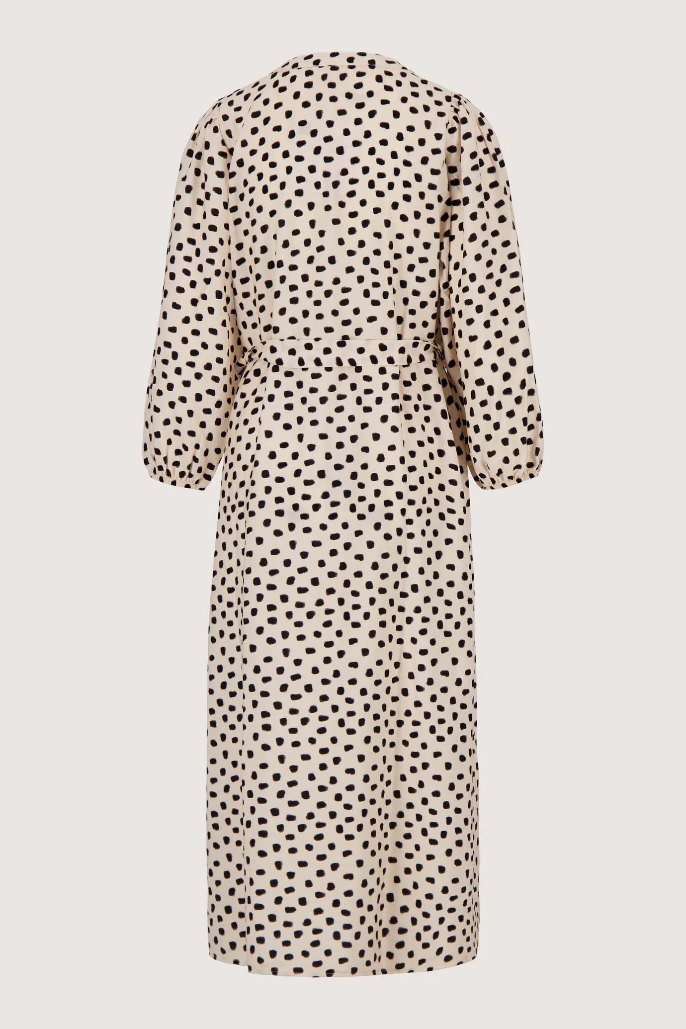 Zusss jurk met witte stippen korte mouw off white / zwart