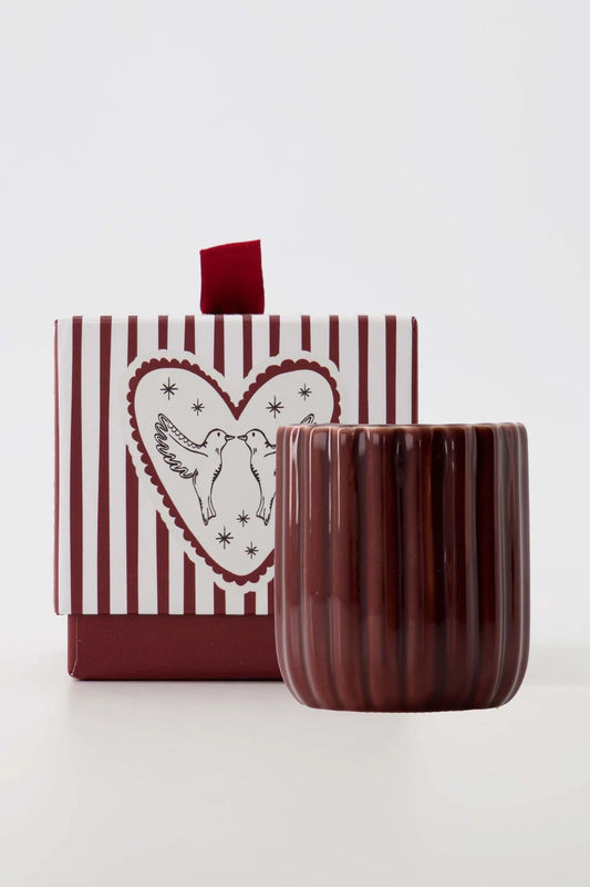 Geurkaars keramiek in doosje hartje rood