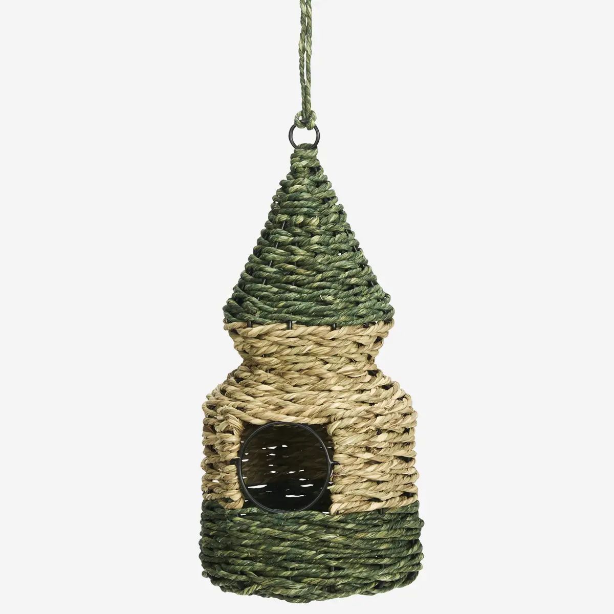 Madam stoltz Hanging bird house natural green