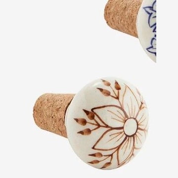 madam stoltz hand painted stoneware bottle stopper brown