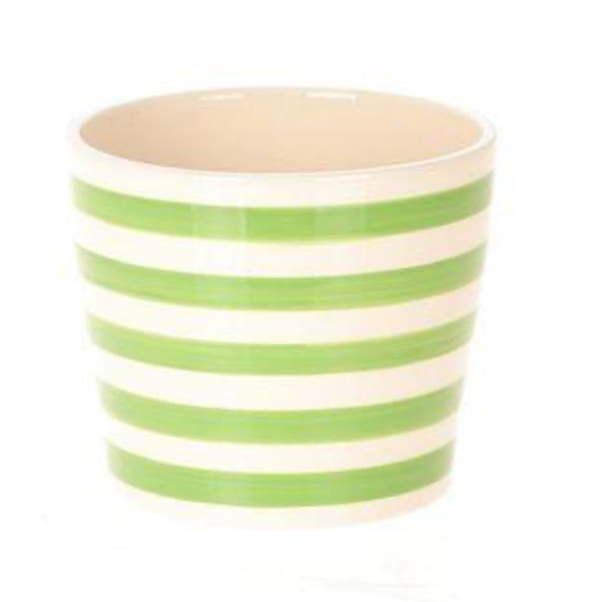Potje wit groen gestreept h10 d12