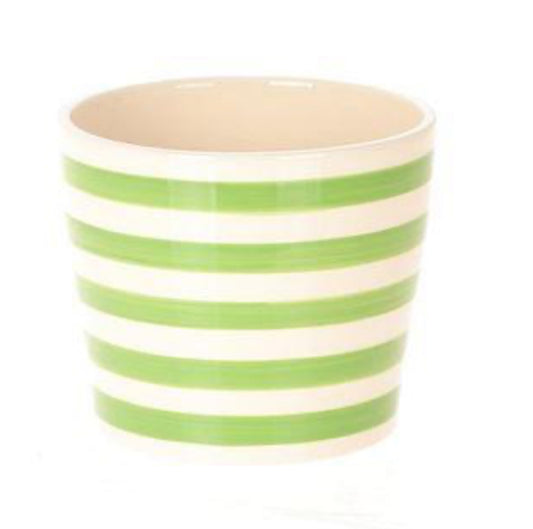 Potje wit groen gestreept h10 d12