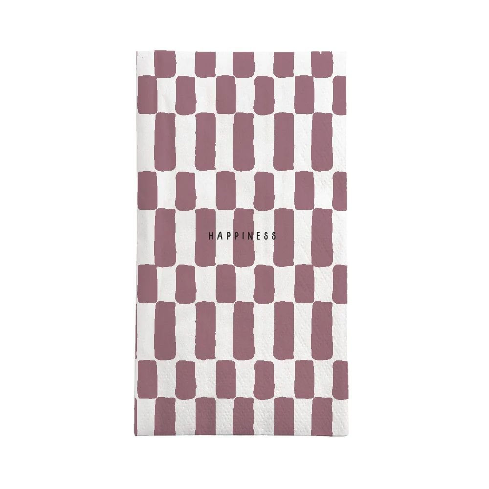 Servetten rechthoek happiness wit/burgundy