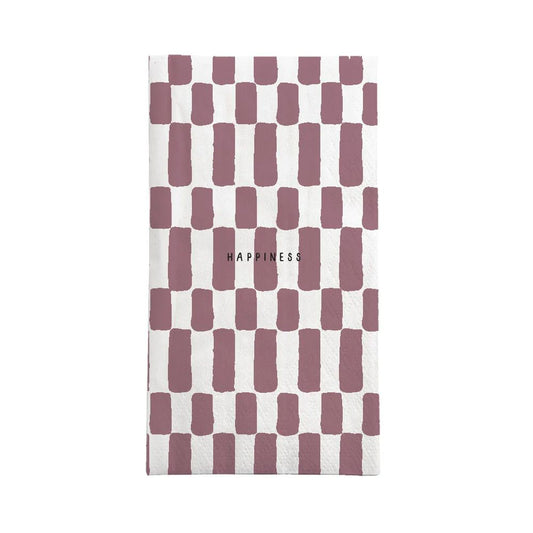 Servetten rechthoek happiness wit/burgundy