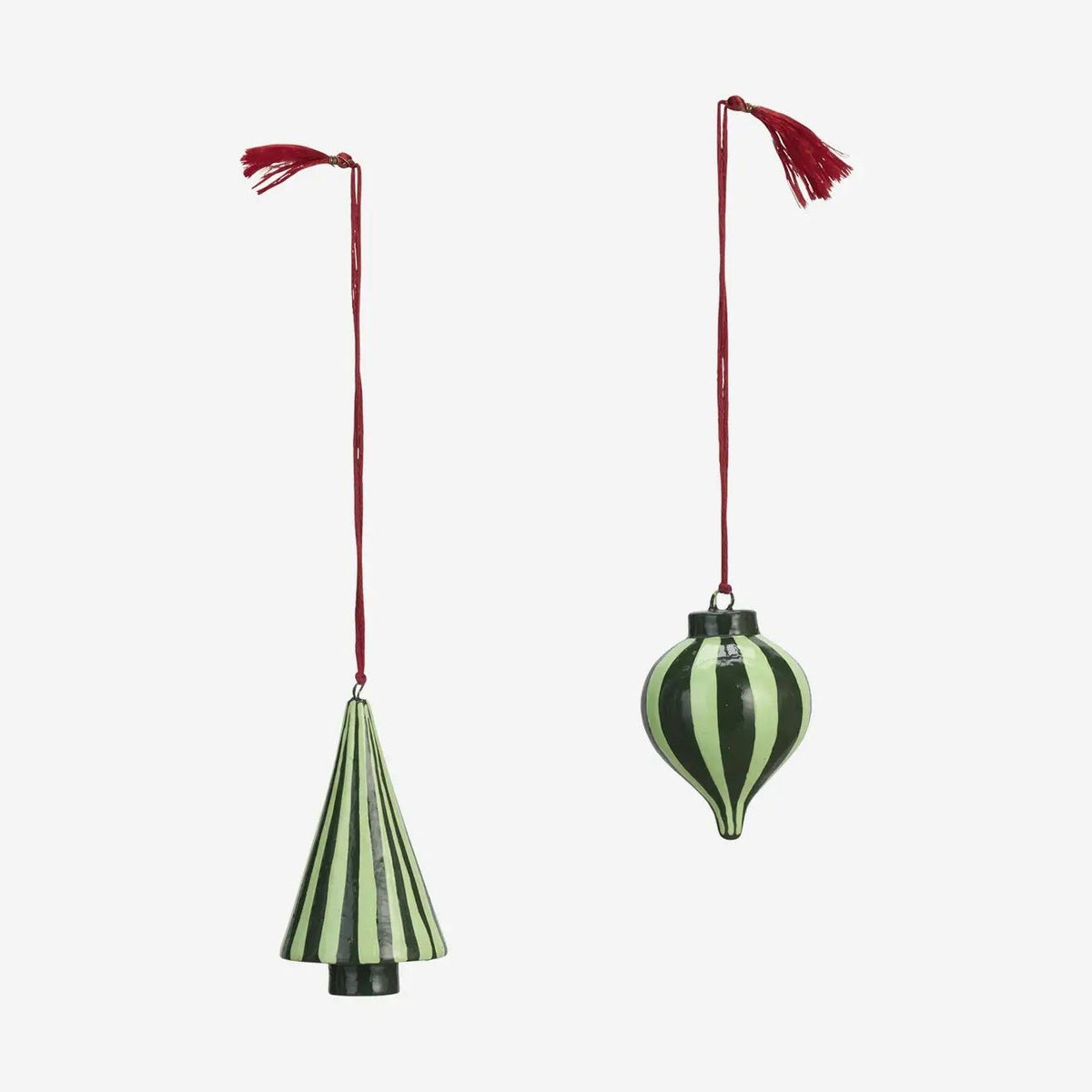 Madam stoltz hand painted ornament tree dark green set
