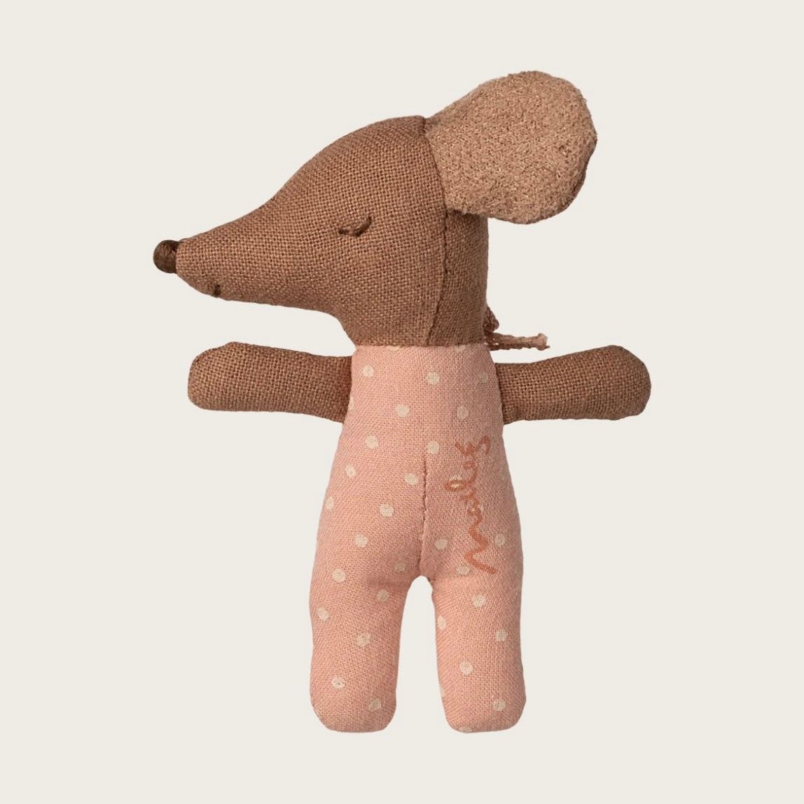 Maileg sleepy wakey baby mouse in matchbox rose