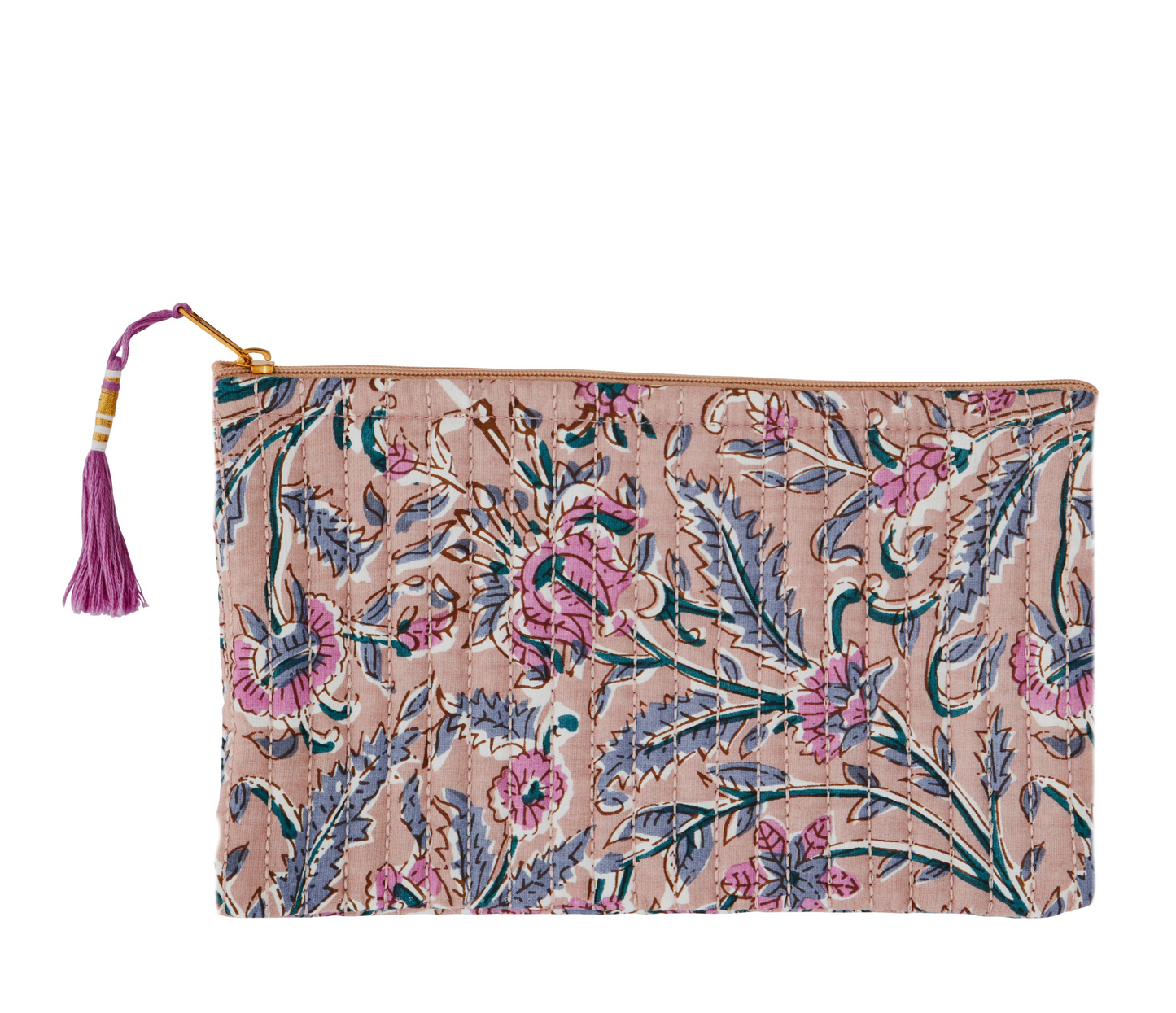 Madam Stoltz quilted cotton pouch pink flower