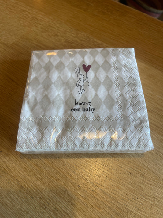 Zusss servetten vierkant hoera een baby multicolor