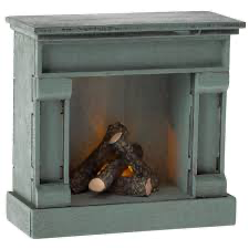 Maileg Fireplace blue mouse