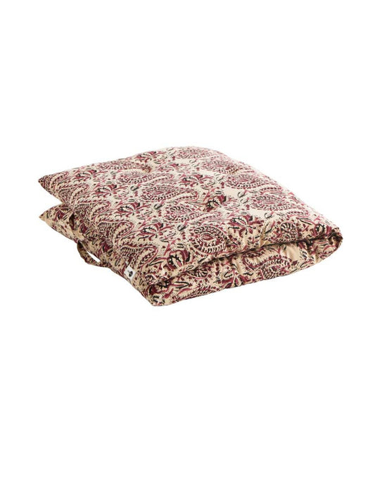 Printed cotton mattress rood/ creme