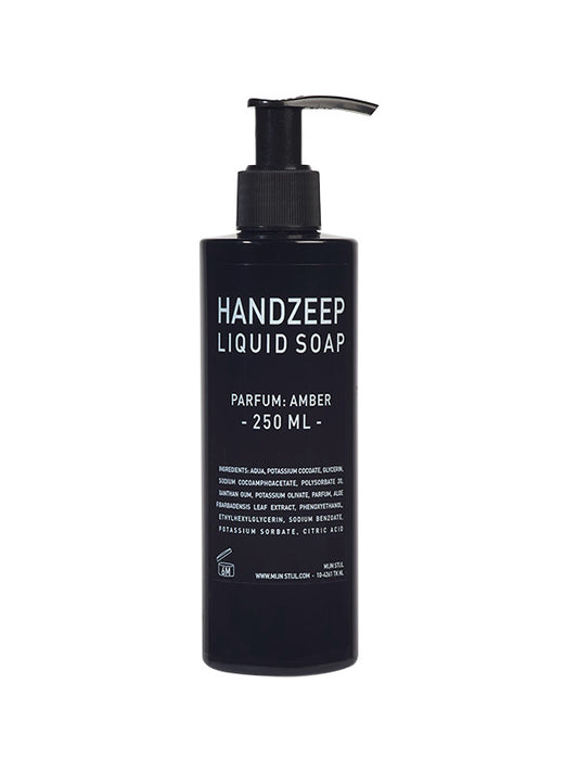 Mijn stijl Handzeep parfum amber kokos en olijfolie zwart 250 ml