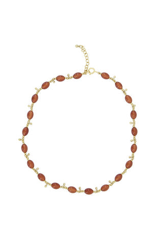 Zusss ketting met kralen bruin / goud