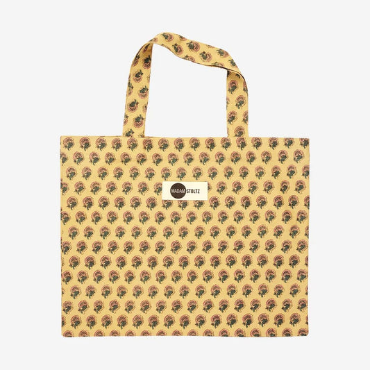 Madam stoltz printed tote bag 47x40cm yellow