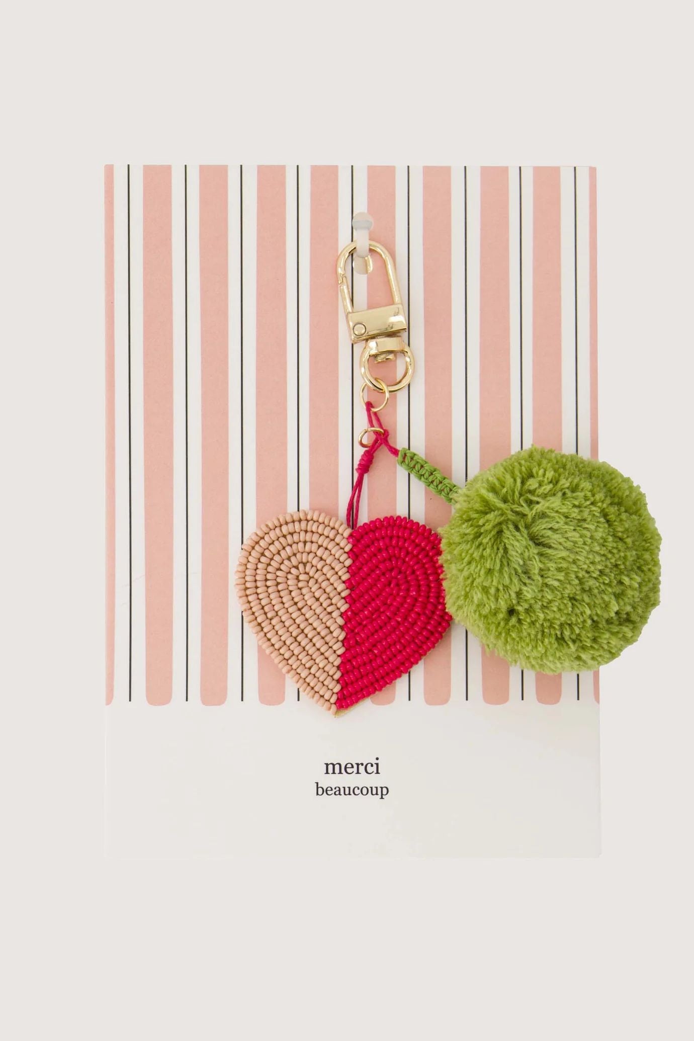 Ansichtkaart tashanger pompon hart merci beaucoup