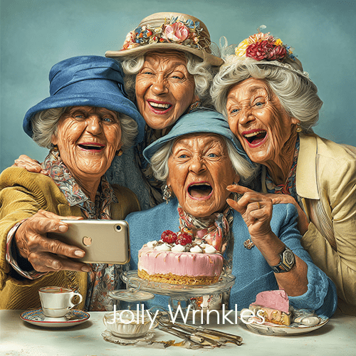 Jolly wrinkles wenskaart selfie