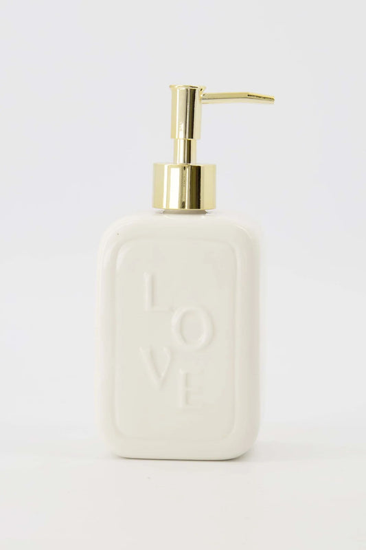 Zeeppomp keramiek love wit/goud