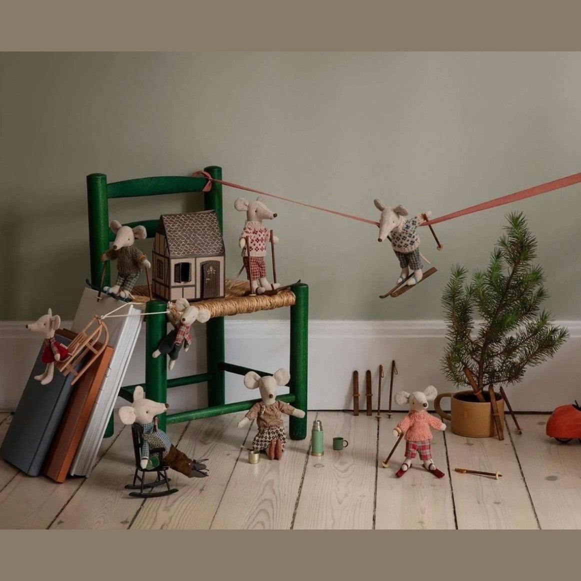 Maileg winter mouse with ski set big brother