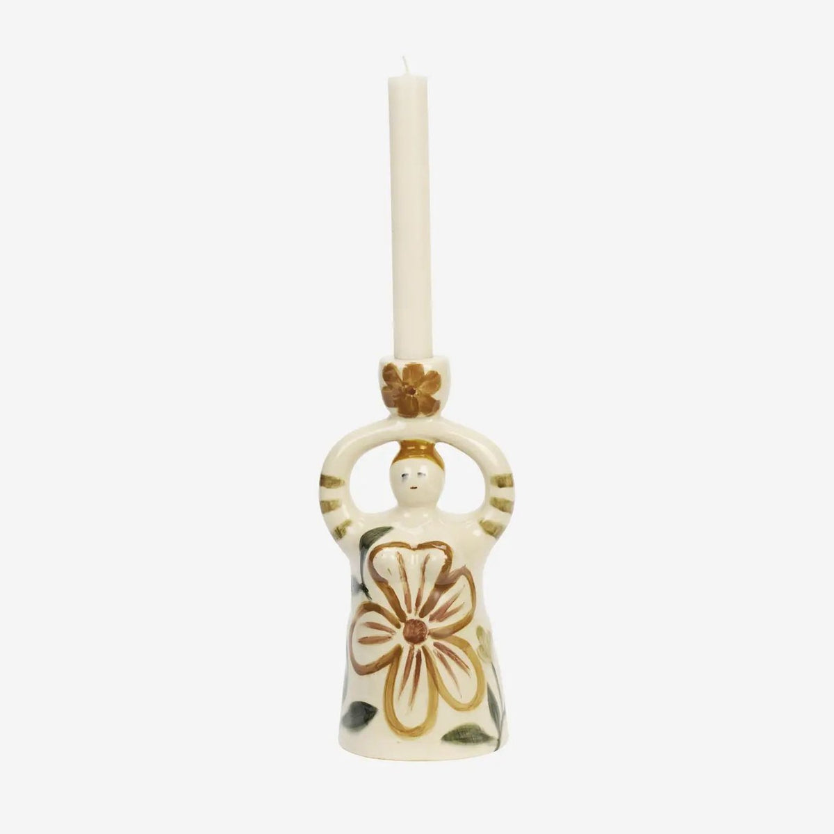 Madam stoltz hand painted candle holder figurine caramel