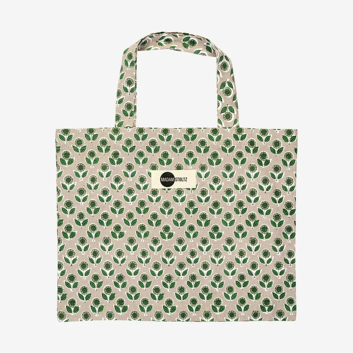 Madam stoltz printed tote bag 47x40cm beige