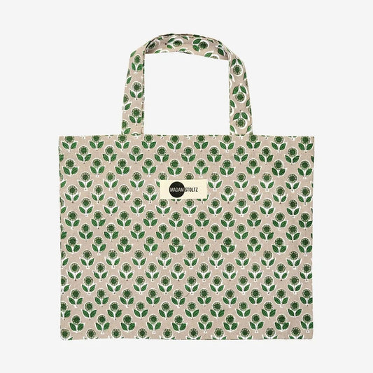 Madam stoltz printed tote bag 47x40cm beige