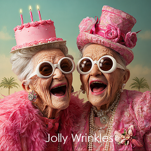 Jolly wrinkles wenskaart zussies