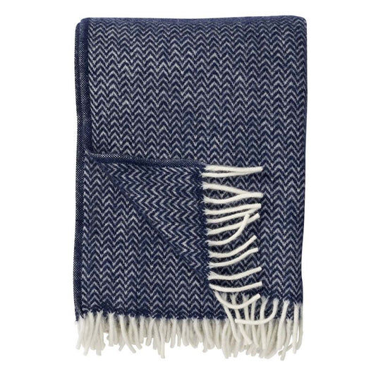 Klippan Chevron dark denim, woven wool throw