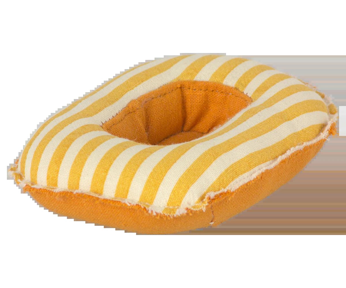Maileg rubber boat small mouse yellow stripe