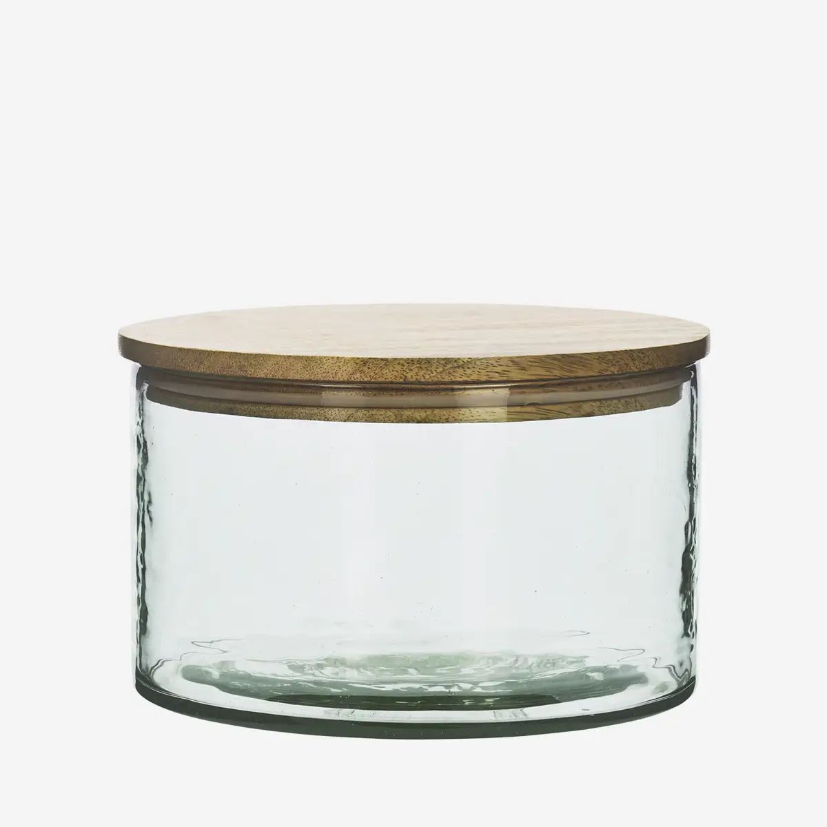 Madam stoltz glass jar w / wooden lid medium
