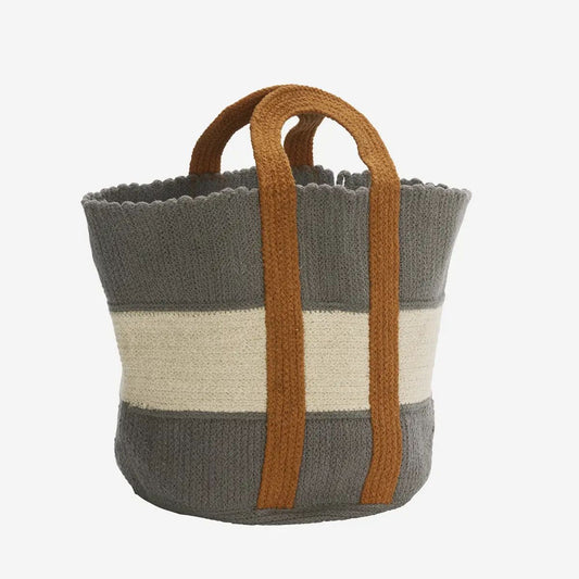 Madam stoltz striped cotton bag grey white