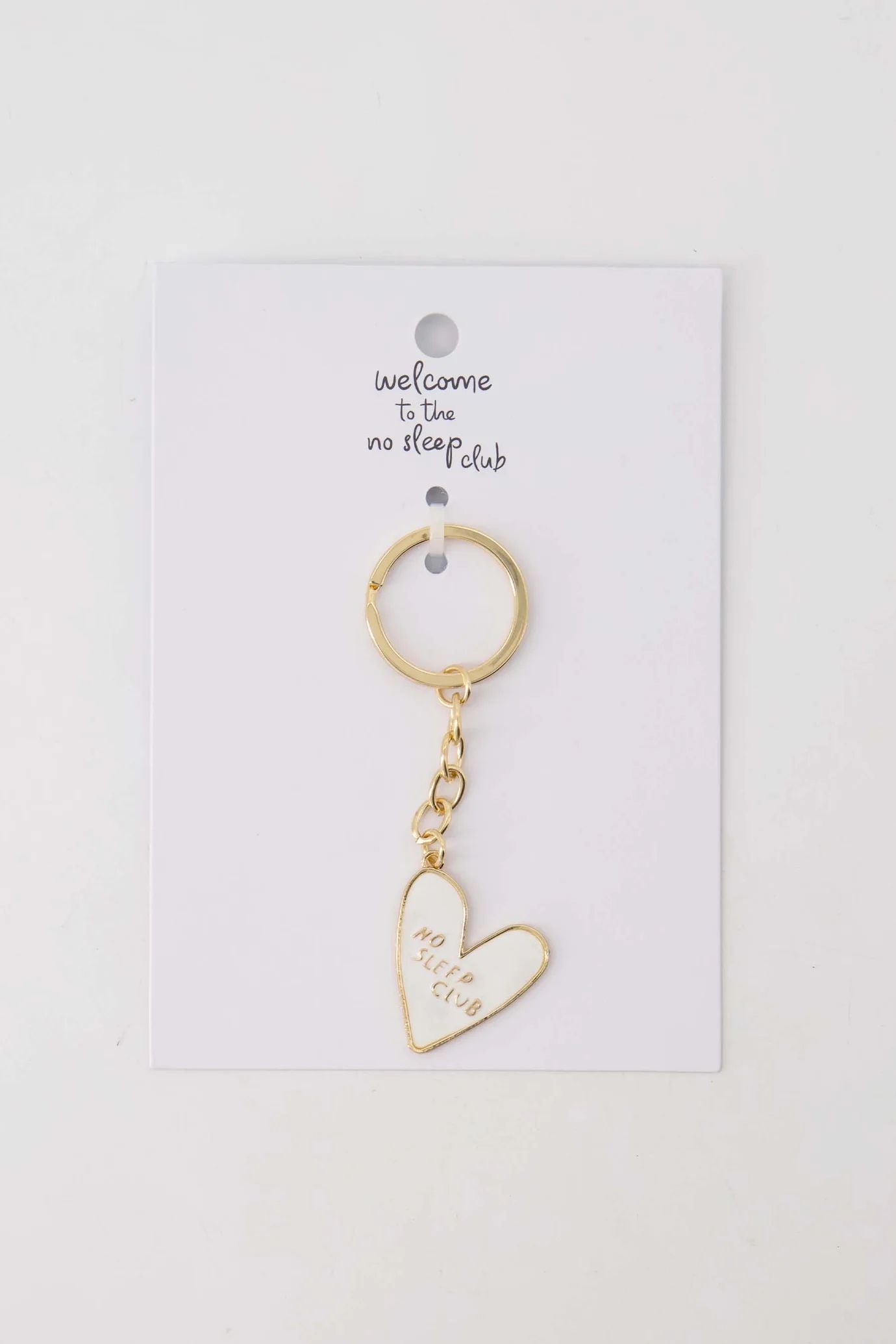 Ansichtkaart Sleutelhanger Hartje Wit/Goud