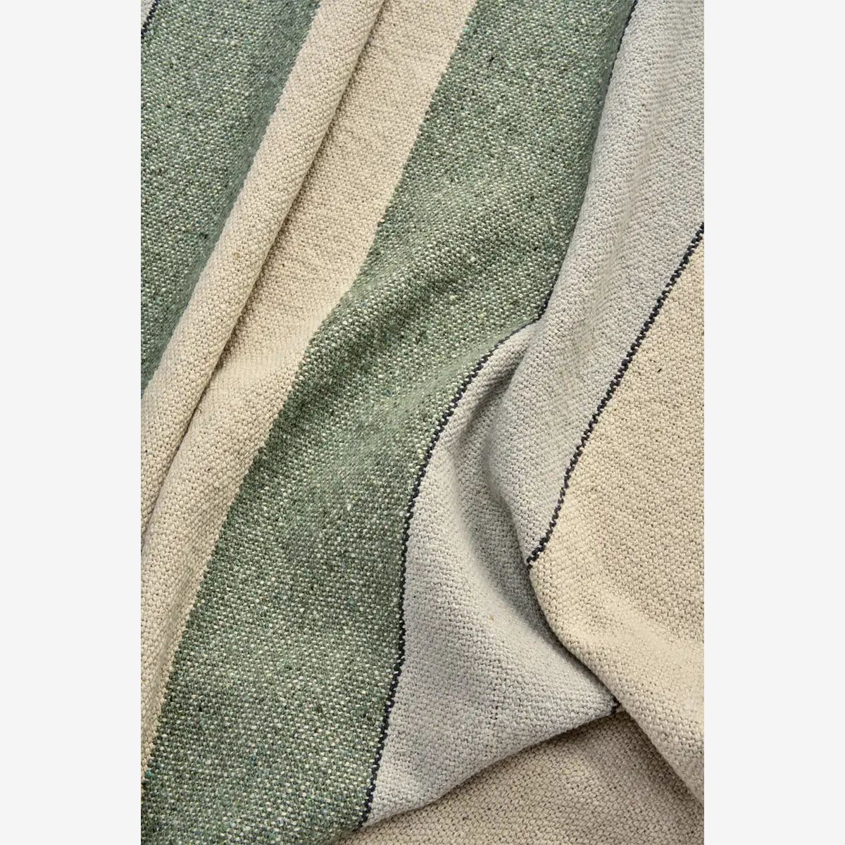 Madam stoltz recycled cotton throw thick stripe green