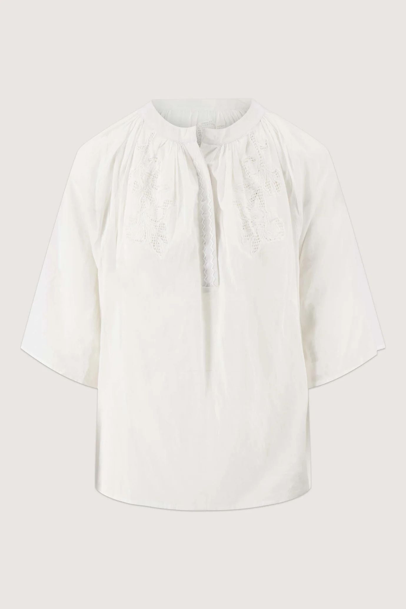 Borduur bloem mesh blouse
