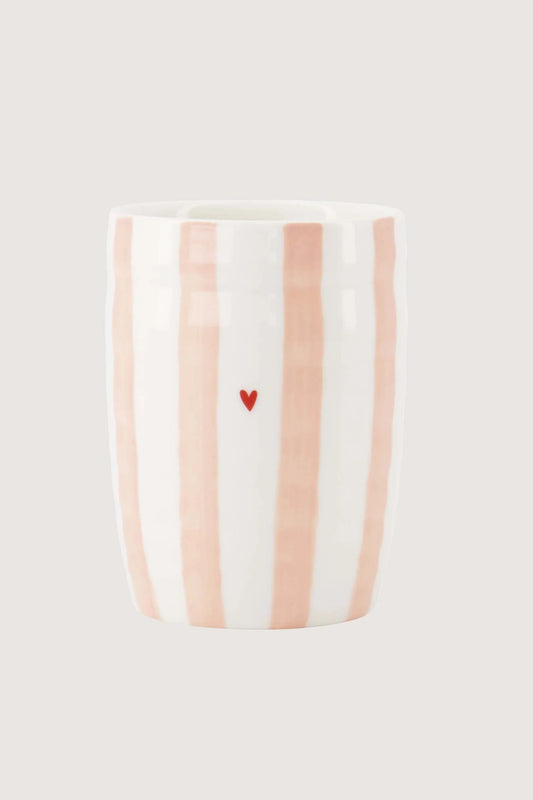 Zusss koffiemok streep hartje wit / roze / rood