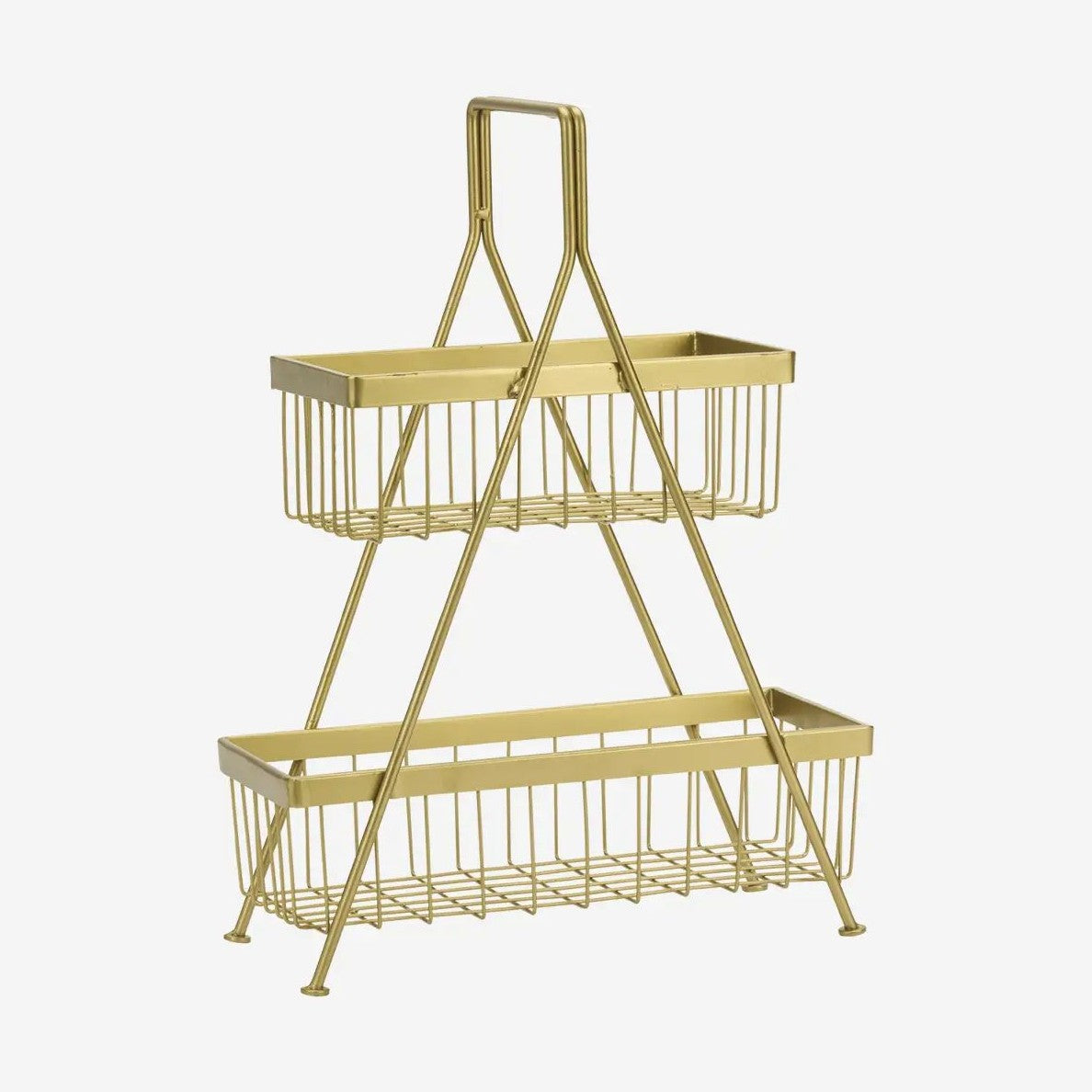 Madam stoltz iron basket rack dubbellaags