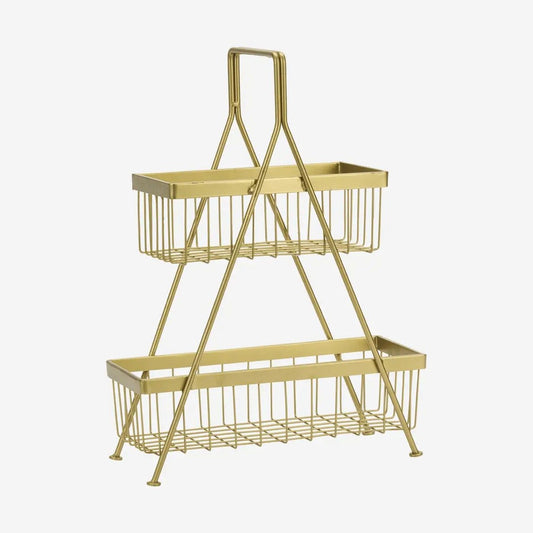 Madam stoltz iron basket rack dubbellaags