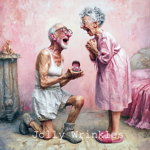 Jolly wrinkles wenskaart het huwelijksaanzoek