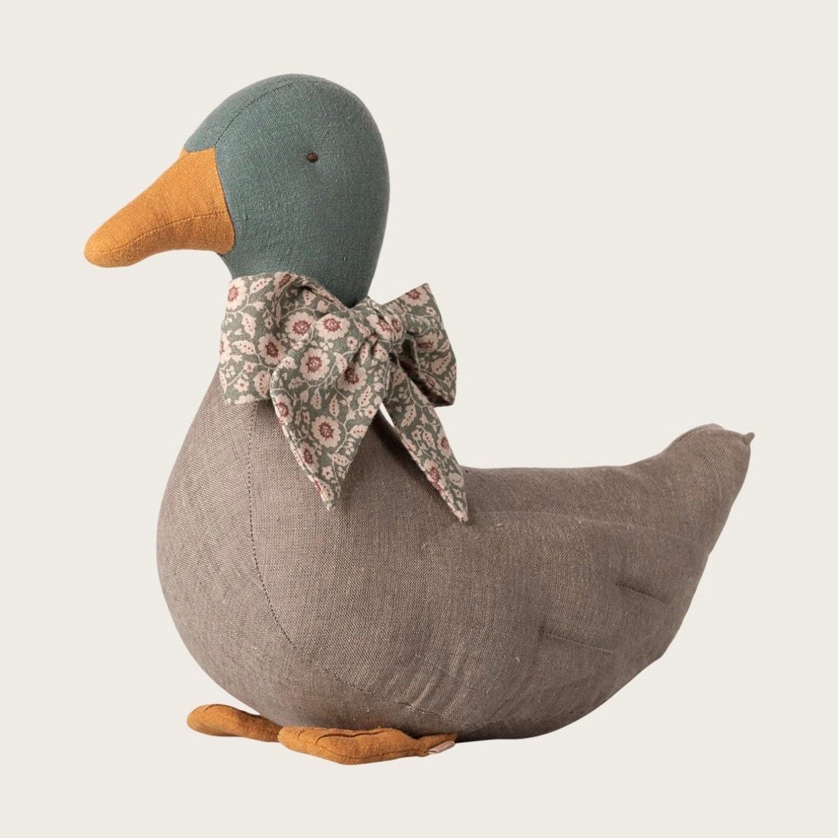 Maileg duck with bow grey