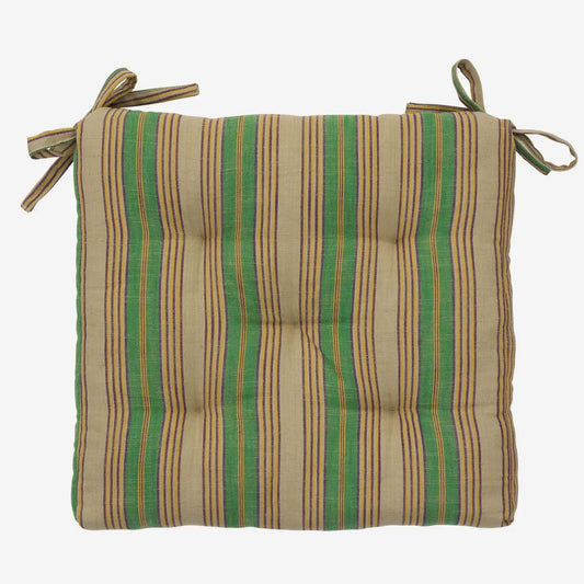 Madam Stoltz striped cotton chair pad camel