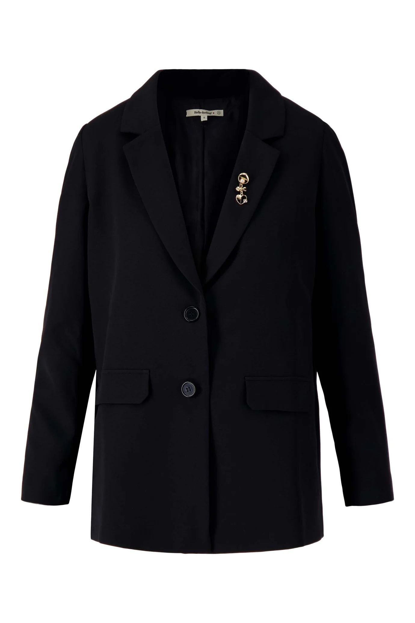 Blazer met broche zwart