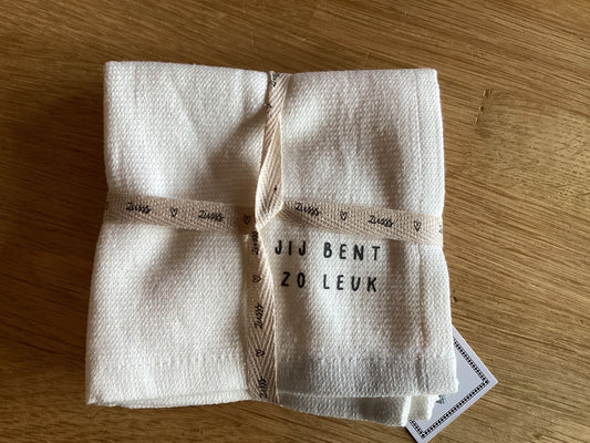 Zusss set van 2 vaatdoekjes zo leuk wit/grijsblauw