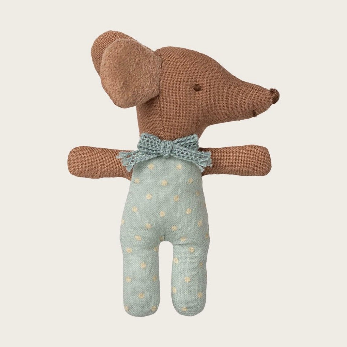 Maileg Sleepy wakey baby mouse in matchbox blue