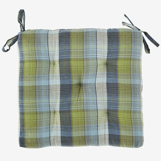 Madam stoltz checked woven cotton chairpad 7