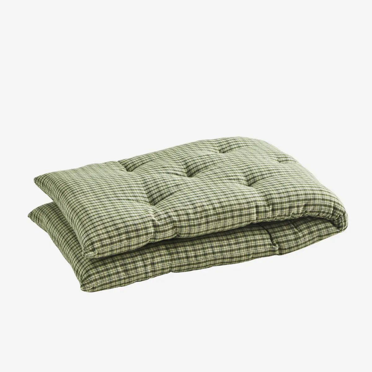 Madam stoltz checked woven cotton mattress green stripe