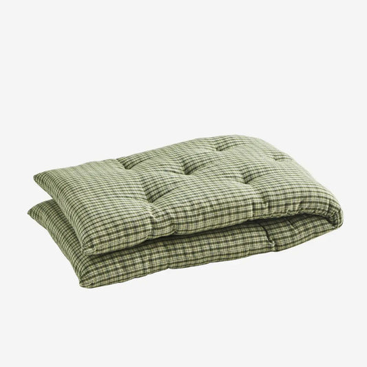Madam stoltz checked woven cotton mattress green stripe