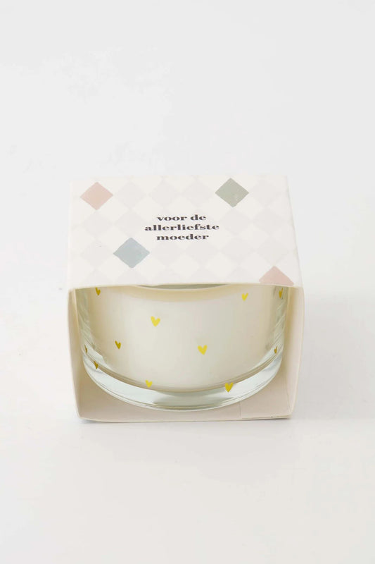 Geurkaars in wikkel liefste mama wit/goud