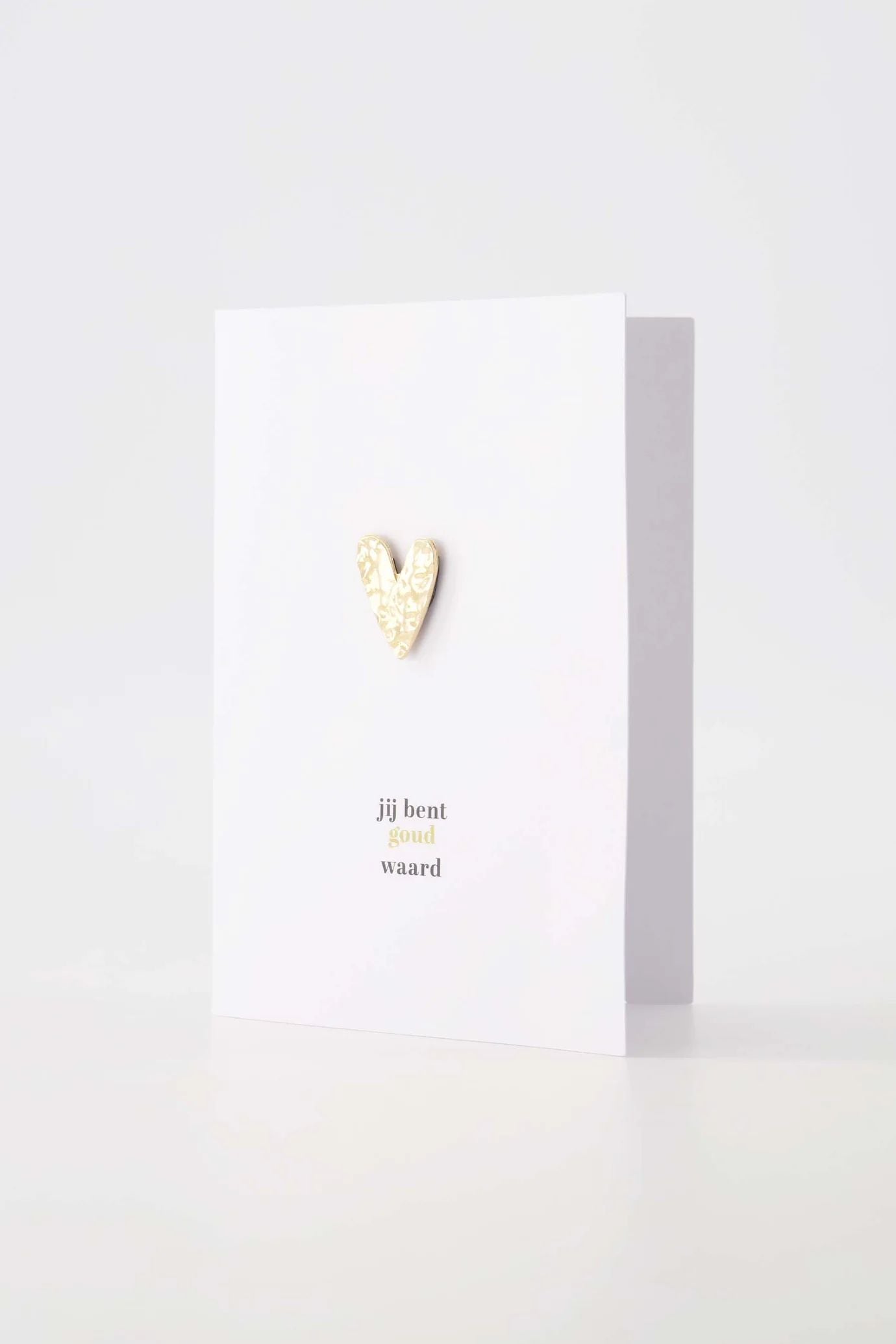 Wenskaart Magneet Hartje Jij Bent Goud Waard Wit/Goud