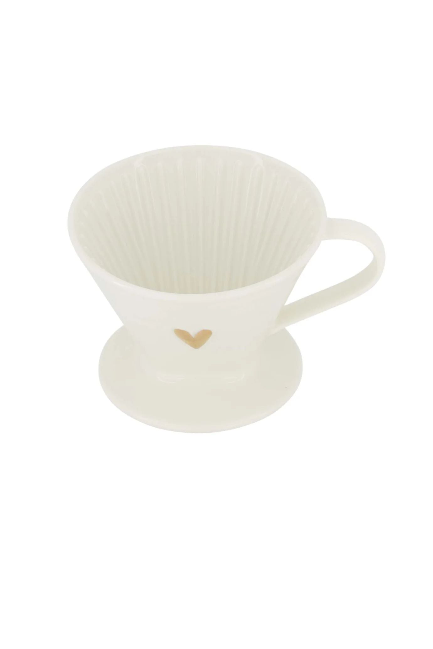 Zusss koffiefilterhouder keramiek hartje wit/goud