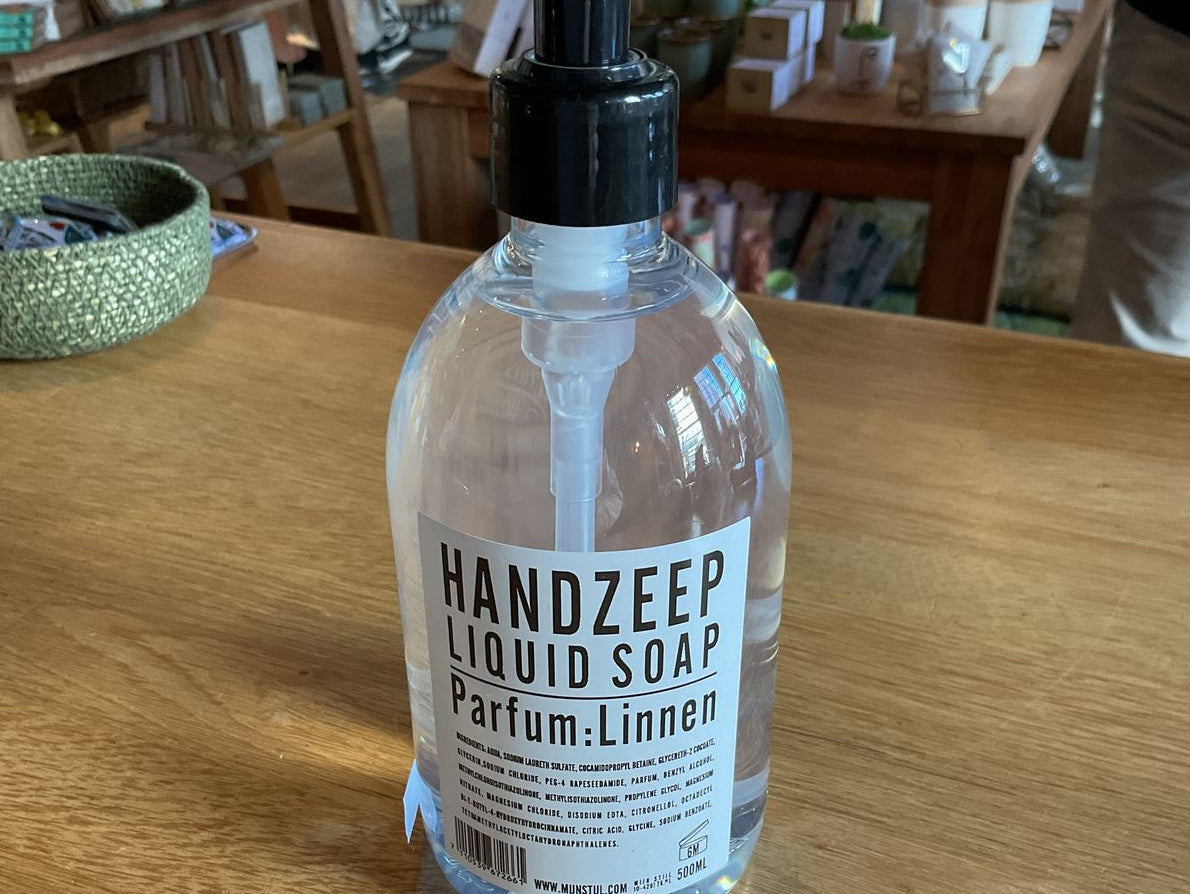 Mijn stijl handzeep parfum linnen 500ml wit zwart etiket