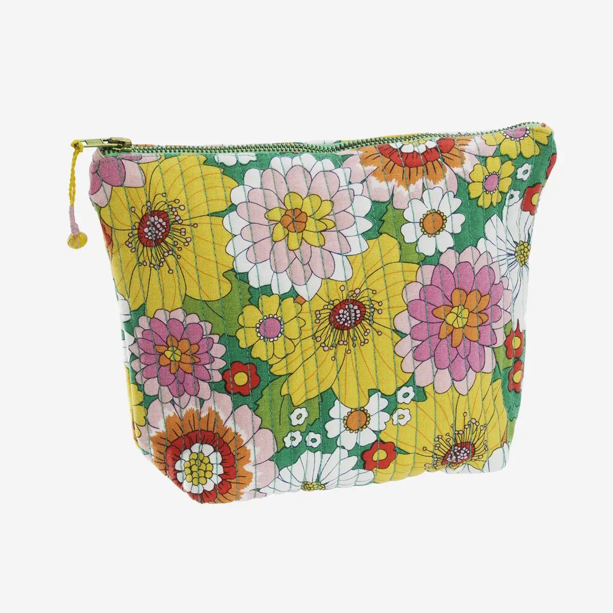 Madam stoltz quilted cotton washbag flower
