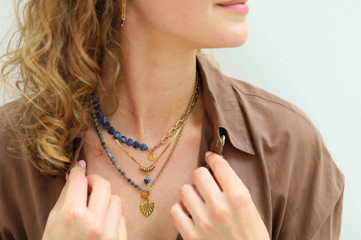 Solid gold connector necklace heart (8x8mm)